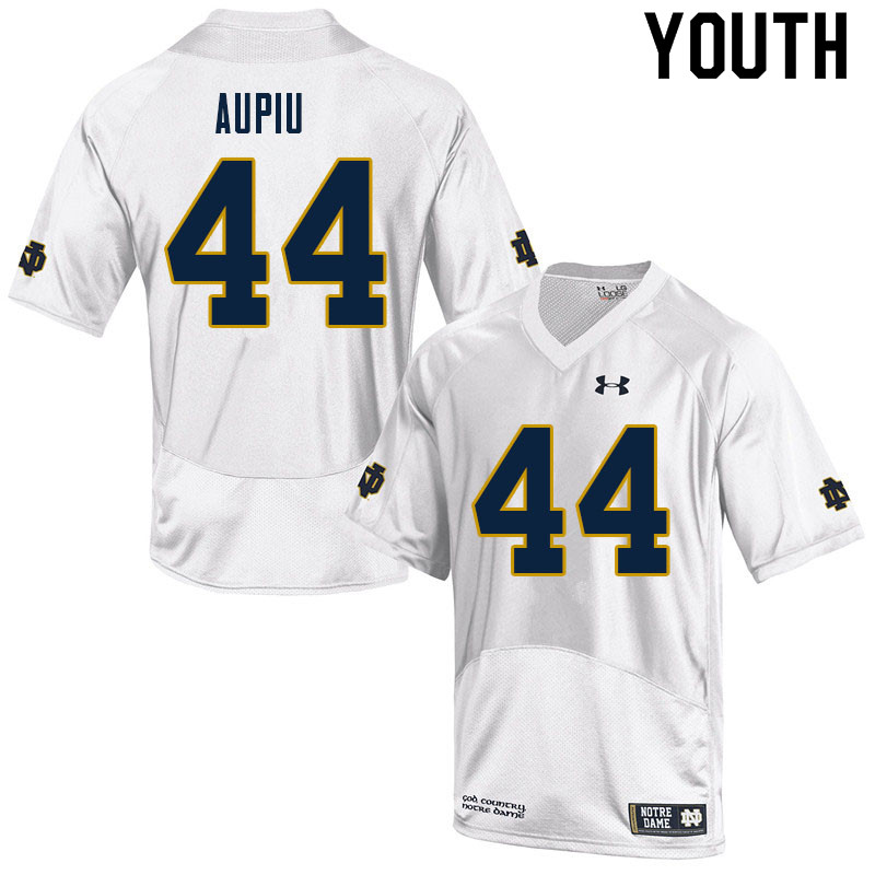 Youth NCAA Notre Dame Fighting Irish #44 Devin Aupiu Stitched College Under Armour Authentic White Football Jersey OD10M87HW